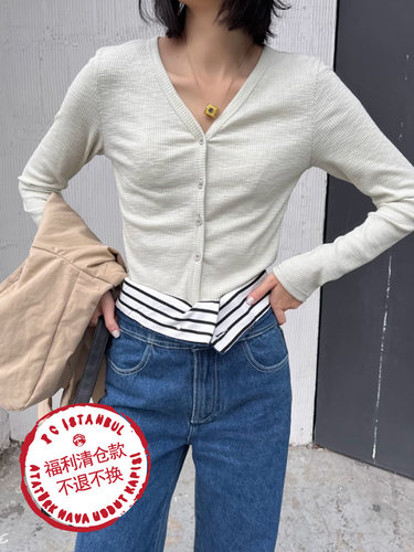 长袖简约常规显瘦竹节棉女打底衫