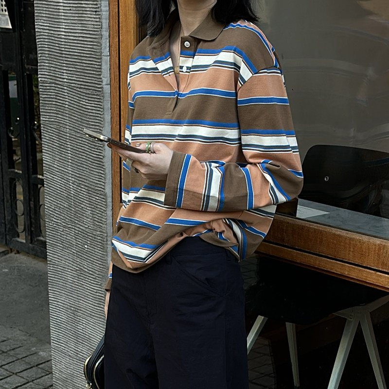 LUNA“秋天小呆”缪家休闲宽松条纹书呆子POLO衫,女装/女士精品,POLO衫,淘宝优惠券,粉丝福利购,淘宝优惠卷