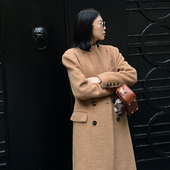 S林 重磅羊毛羊驼绒2.8W双排扣大衣 美拉德色 明星款 极简风