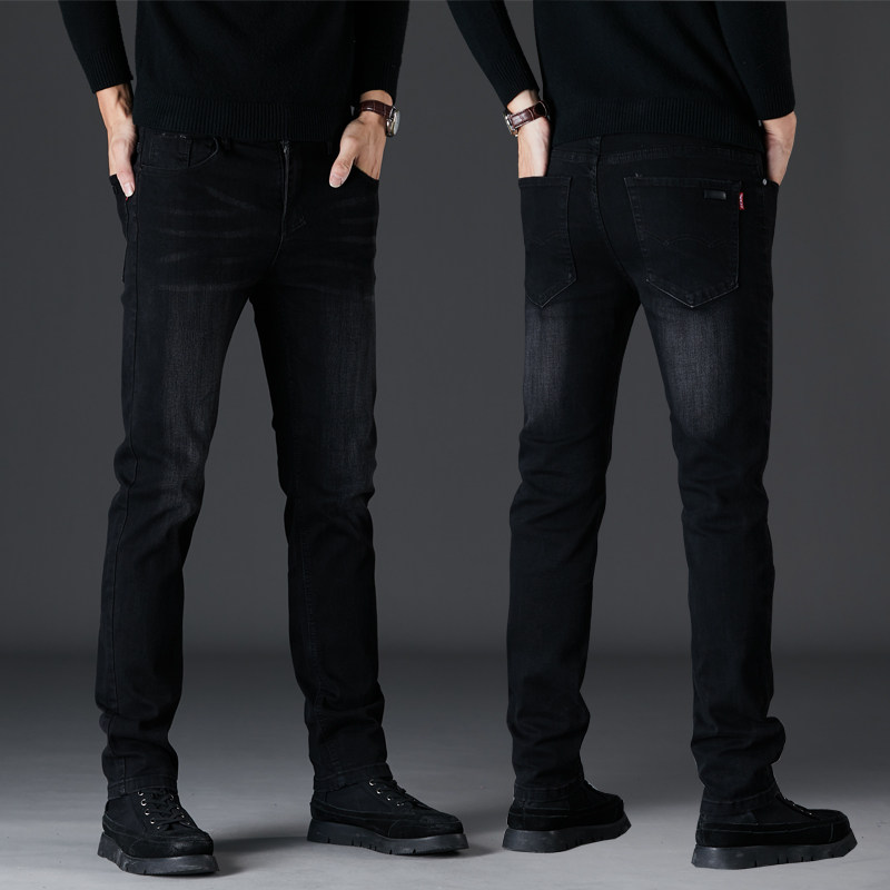 2021年新款春秋款黑色修身牛仔裤男直筒潮牌秋季休闲水洗牛子裤潮|msdalam kategori Pakaian Lelaki, seluar jeans - dari Buy2taobao.com untuk memberikan perkhidmatan ejen Taobao profesional membeli