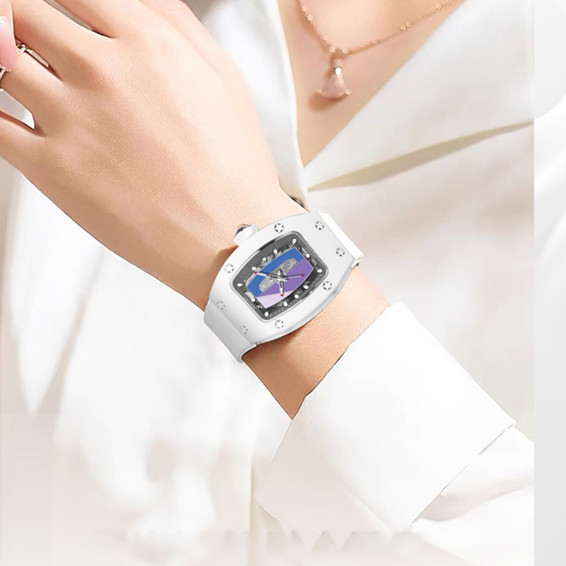 宝丽爵陶瓷手表女全自动机械表镂空女士手表防水夜光女表送女友