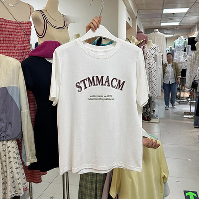 5266#  韩国东大门宽松纯棉大码字母印花短袖T恤女装