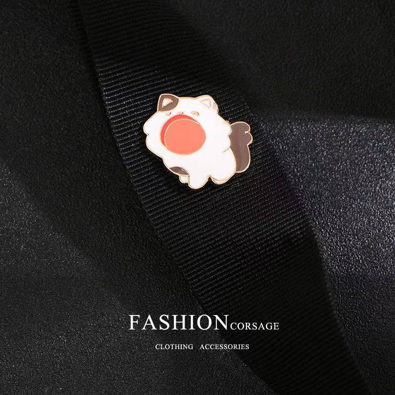 创意小花猫咪金属胸针可爱长大嘴巴男女衣服配饰书包装饰别针徽章