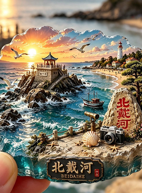 【北戴河冰箱贴】河北秦皇岛文创文旅老虎石海上公园旅游打卡磁贴