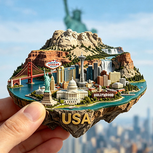 【美国冰箱贴】USA金门大桥拉什莫尔山自由女神像打卡纪念品磁贴