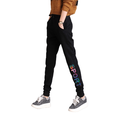 秋冬款束脚休闲显瘦运动裤女纯棉