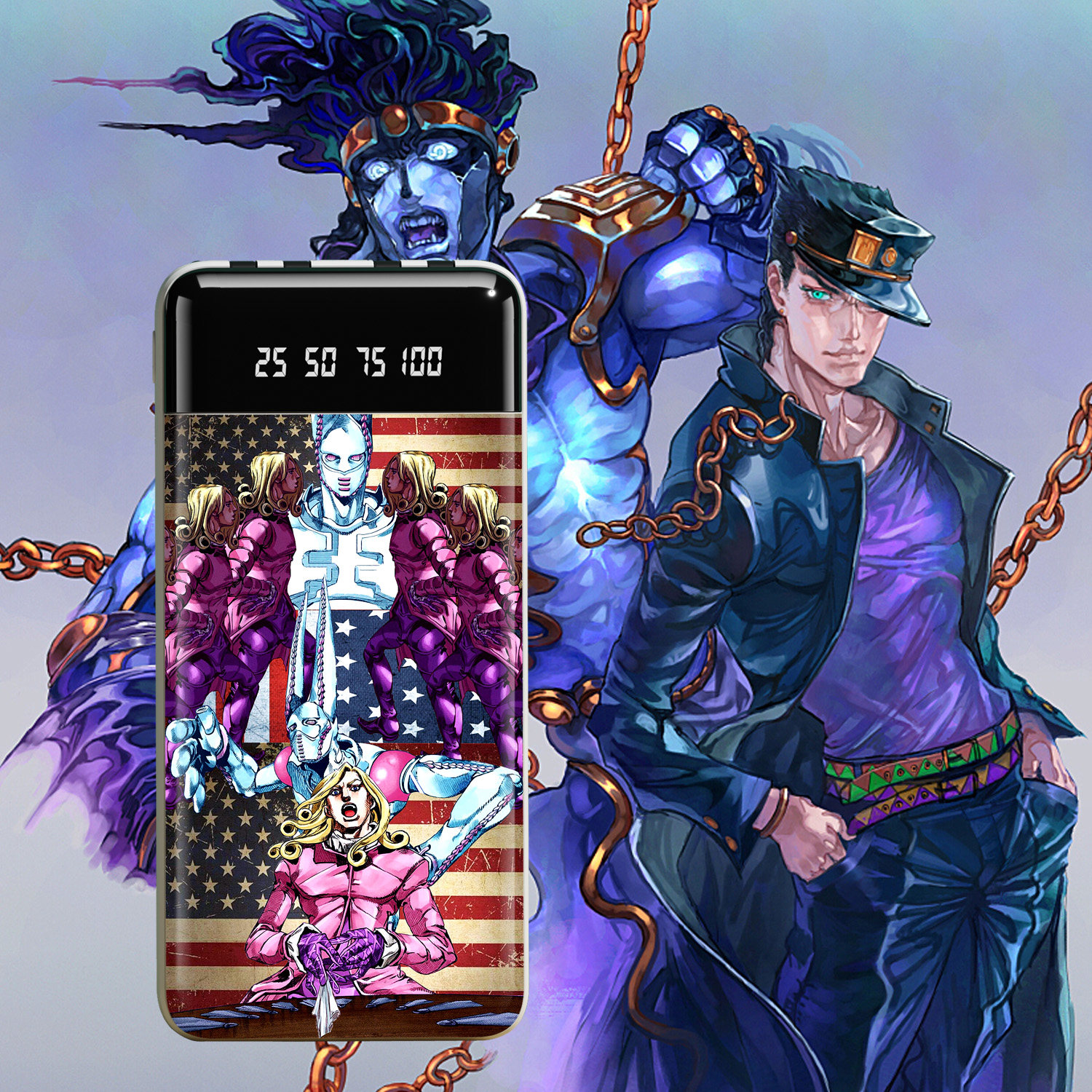 JOJO的奇妙冒险充电宝20000毫安数显自带四线来图定制花京院典明