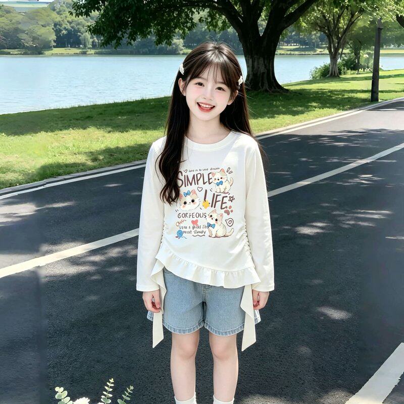 儿童女童长袖T恤2026秋季新款韩版洋气中大童纯棉百搭内搭上衣潮