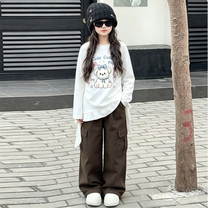 洋气超好看女童长袖T恤纯棉2026春秋款中大童打底衫上衣