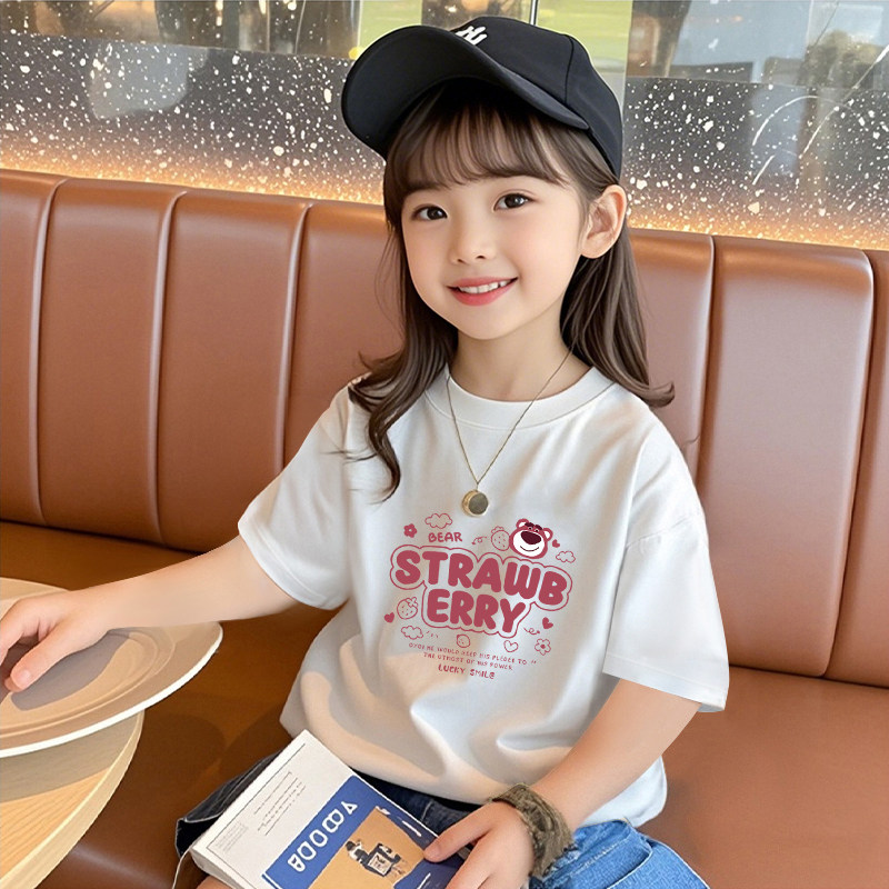 草莓熊白色女童短袖T恤