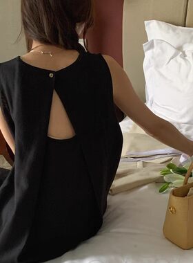 法式chic气质无袖春夏背心连衣裙