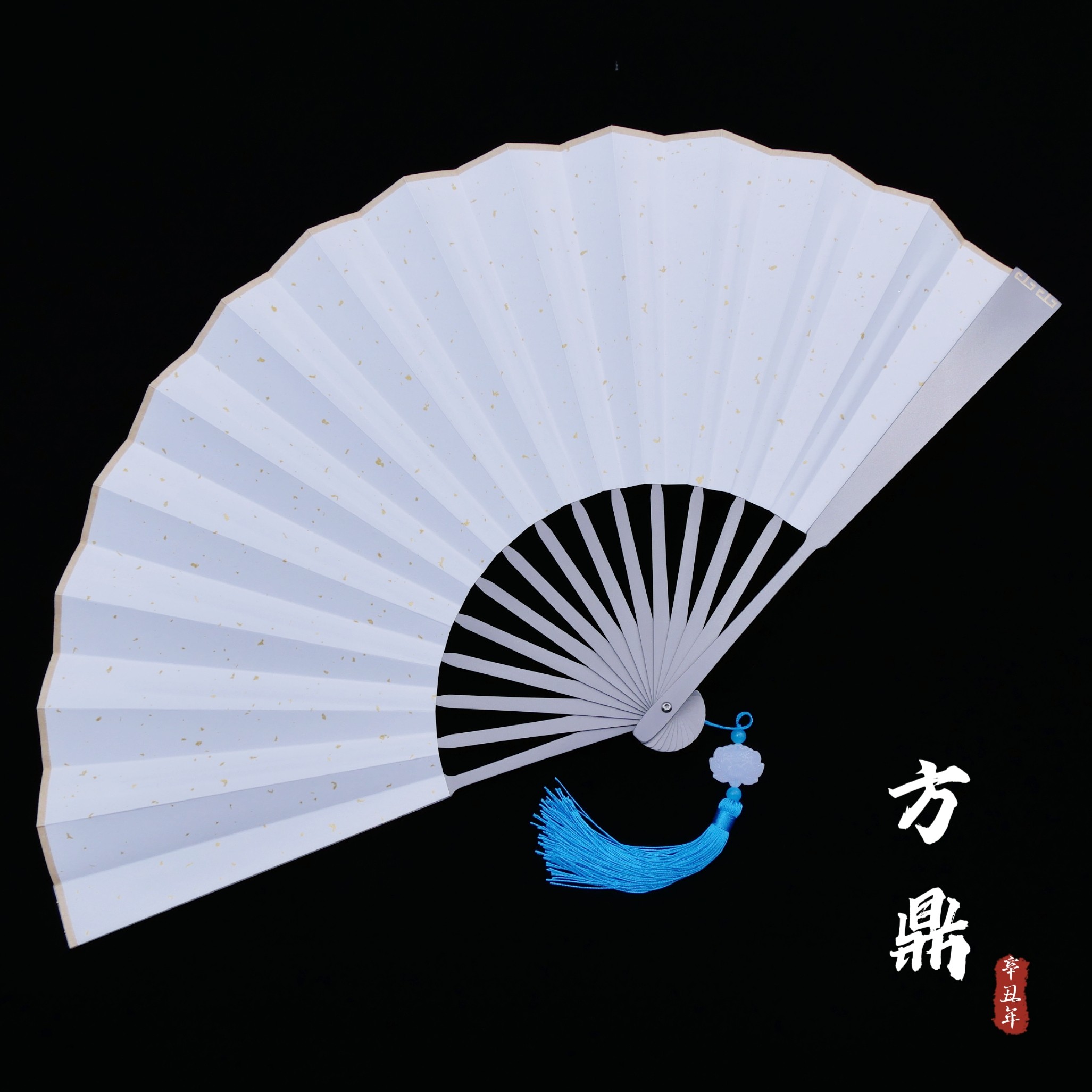 挑灯钛合金九寸绢布折扇子男健身防卫复古文玩霸气武术金属兵器