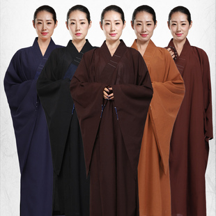 高档海青居士服女款春夏秋冬季大褂长衫僧服僧衣海清禅修服咖啡色