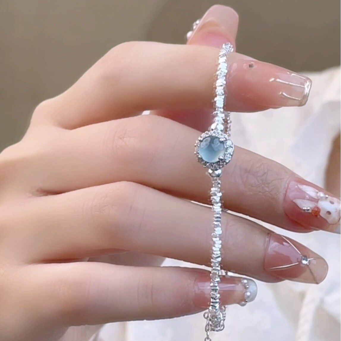 925纯银碎银几两翡翠手链女小众轻奢新中式手串高级感气质手饰品