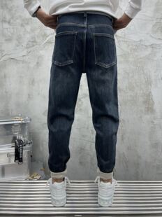 潮牌高品质秋冬新款超柔合体版牛仔裤男士修身小脚弹力休闲长裤男