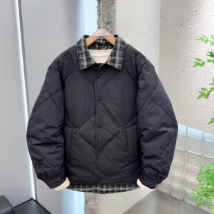 高级感拼接轻薄款羽绒服男士冬季2025新款时尚假两件翻领外套保暖