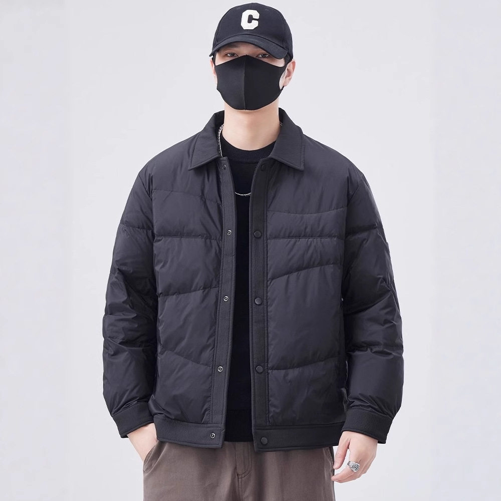新款立领羽绒服男时尚潮男面包服50绒加厚羽绒服羽绒袄学院风保暖