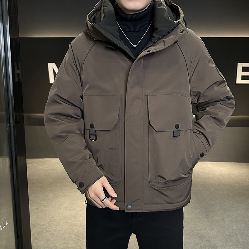 国标鸭绒冲锋衣羽绒服男士冬季新款高级感时尚百搭潮流工装款外套