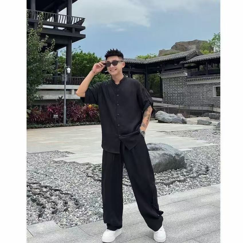 男裤夏季薄款透气休闲裤运动潮流修身弹力长裤牛奶丝大码运动裤