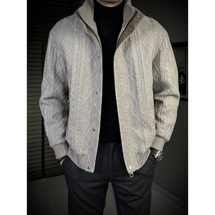 秋冬季新款潮流气质简约个性大气商务休闲百搭立领夹克外套男时尚