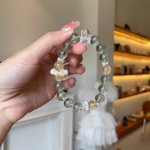天然绿水晶黄阿塞绿发晶绿萤石手链招财多宝转运珠毕业手串送礼女