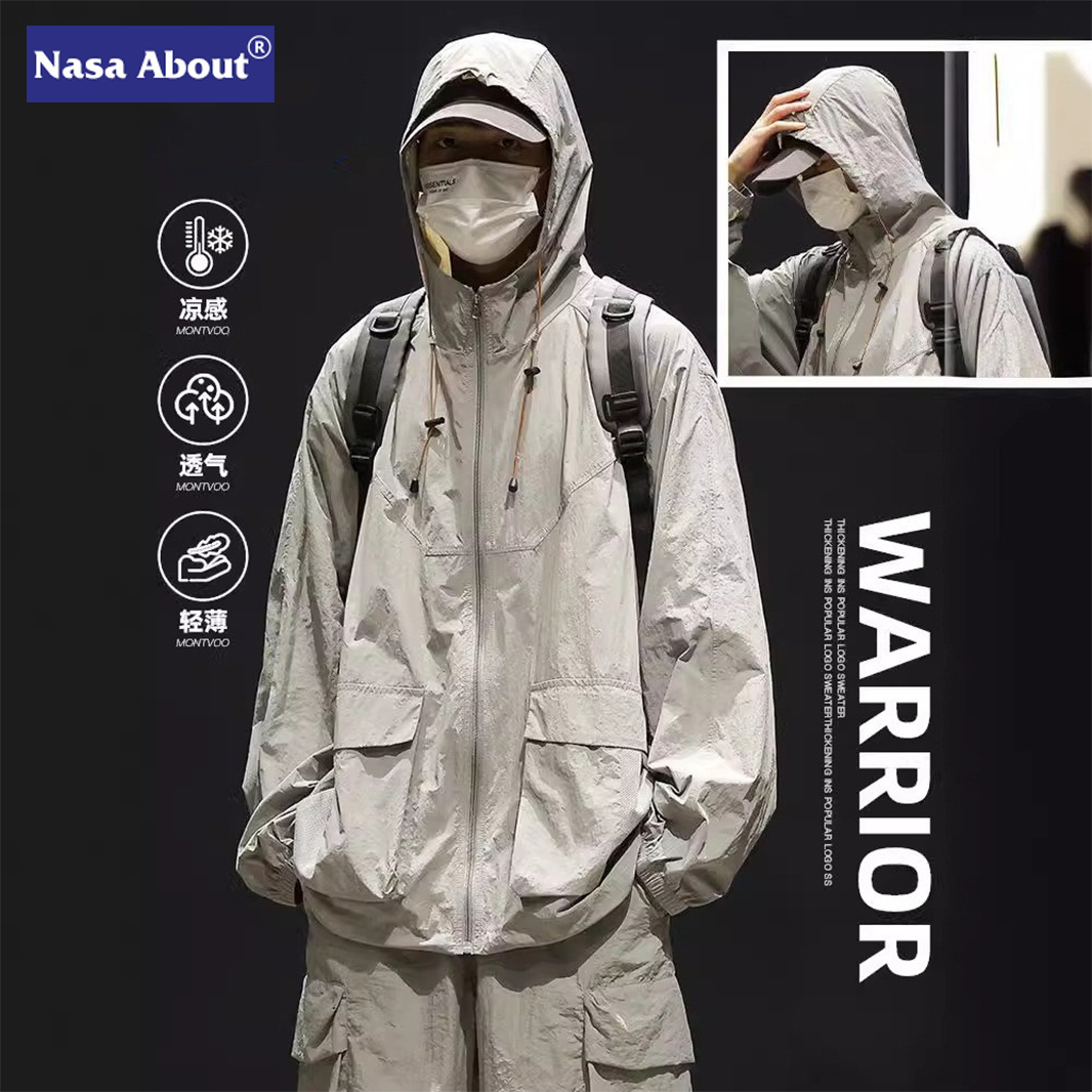 NASAUPF100+防晒衣男士夏季薄款痞帅冲锋衣外套冰丝防紫外线防晒