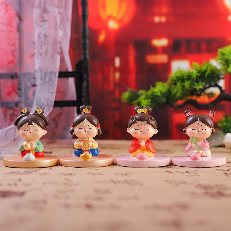创意国潮古风唐仕女祈愿到运手机支架懒人解压妙物桌面摆件批发