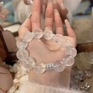 【奶白椰水】天然白水晶大颗粒奶白手串简约百搭原创单圈水晶手链