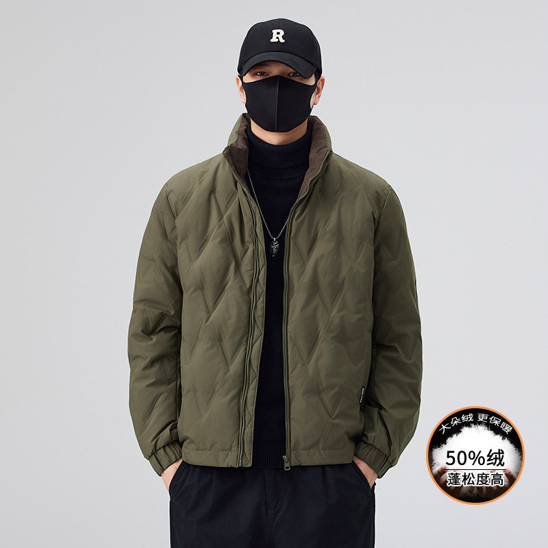 2025新款秋冬男士休闲商务面包服立领外套鸭绒羽绒服保暖高级感潮