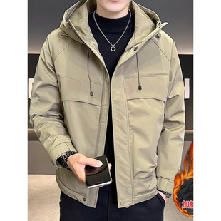 实体新款夹棉二棉外套连帽保暖户外高级感潮牌男装工装痞帅夹克
