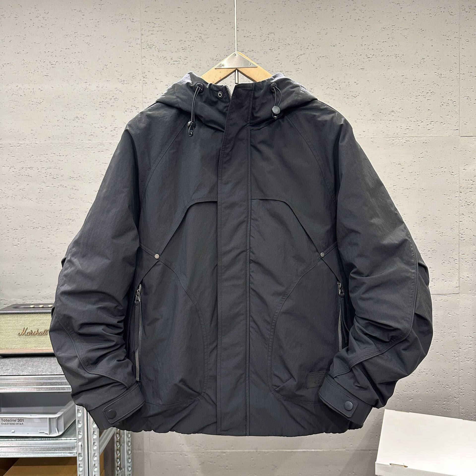 二棉秋冬新款男士时尚短款工装连帽棉服外套潮牌百搭简约棉衣夹克