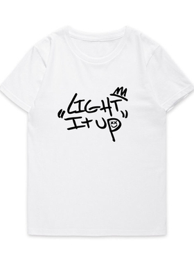 Marshmello 棉花糖同款t恤电音LIGHT IT UP T-SHIRT男女音乐短袖