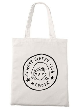 永远睡不醒俱乐部成员爱睡觉趣味单肩托特包拉链环保收纳帆布袋