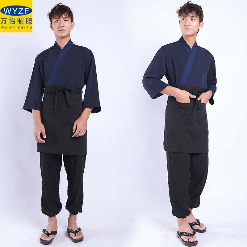 日本料理店厨师工作服日式和风日料店寿司店工装男服务员板前秋装