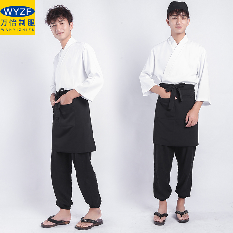 日式料理服寿司店板前和风和服白色服务员工作服日料店男款厨师服