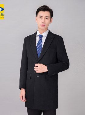 酒店经理工作服职业装男款呢大衣顺毛呢短款物业售楼处风衣外套冬