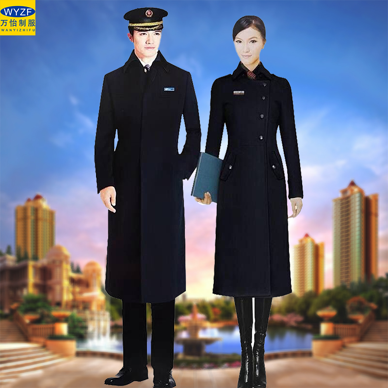 物业售楼部形象岗案场职业装冬季毛呢男大衣中长款4S酒店前台礼宾