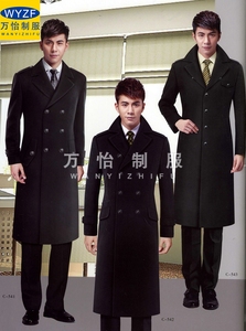 酒店礼宾黑色毛呢男大衣中长款工作服冬季加厚商务售楼处保安4S店