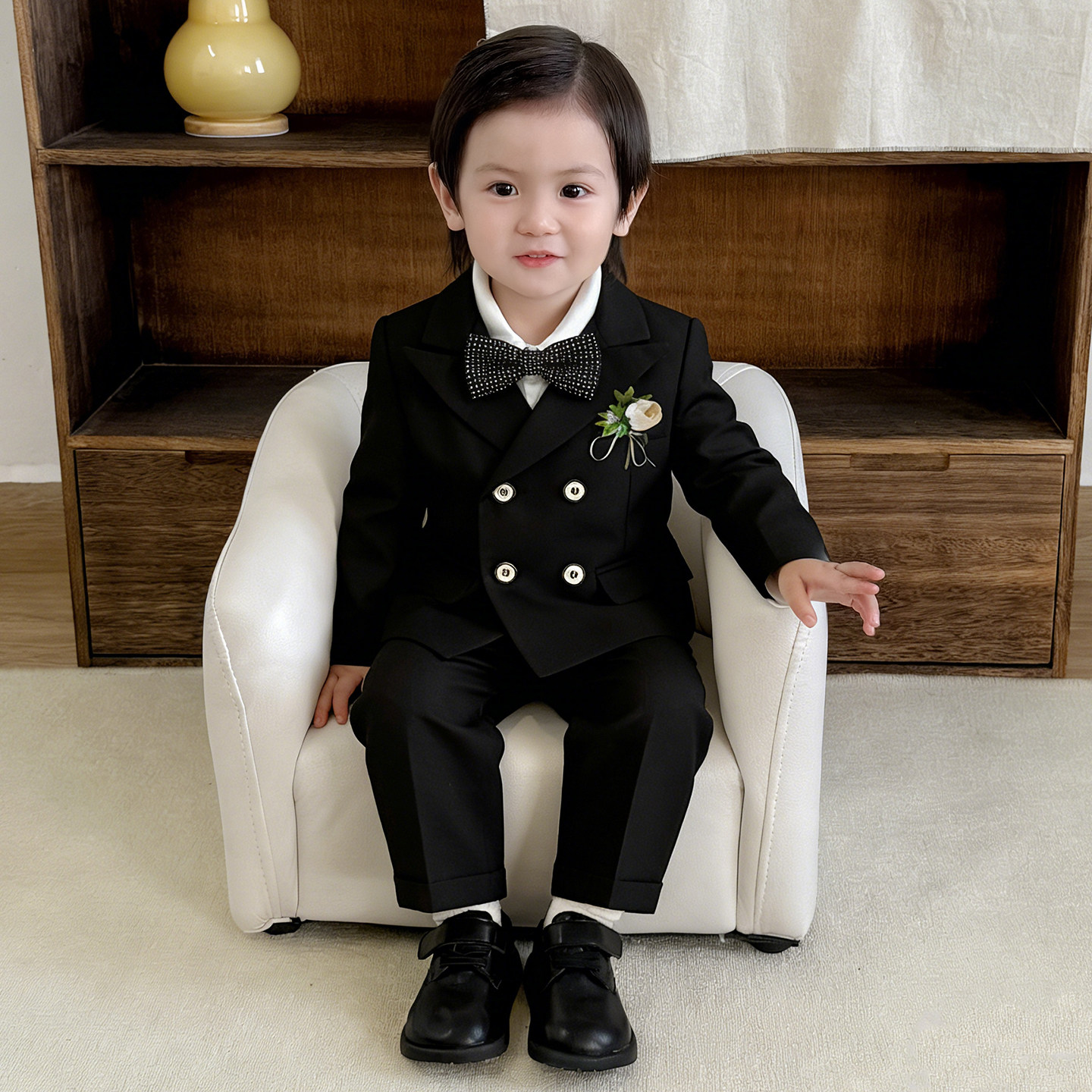高级感男宝西装套装时髦男童花童礼服正装2025新款洋气宝宝小西装