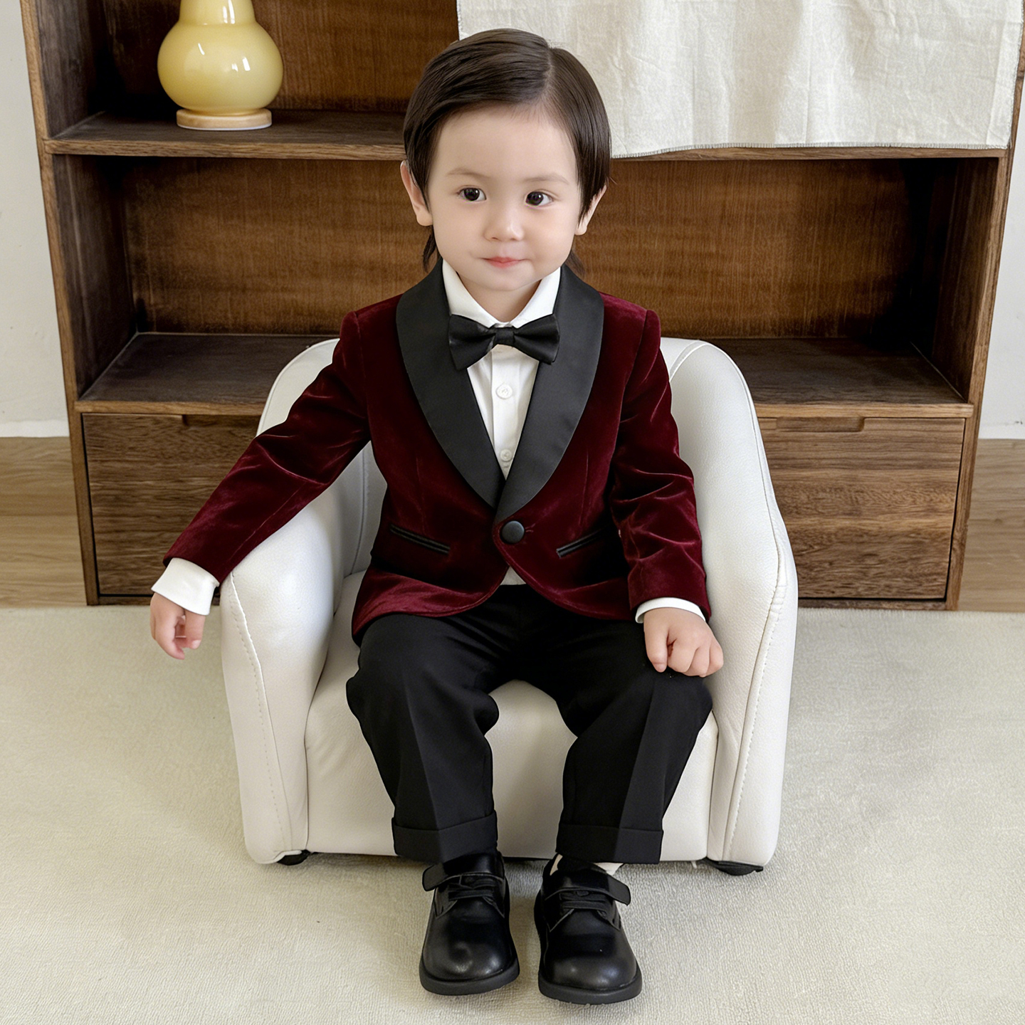一岁男宝周岁礼服儿童西服套装2025新款时髦宝宝西装男童花童西装