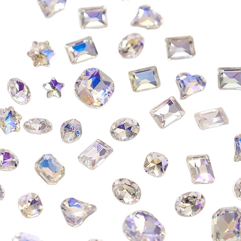 网红月光色尖底钻美甲饰品