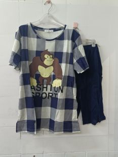 两件套网红时尚 夏季 女士睡衣家居服套装 纯棉薄款 休闲服 短袖 五分裤