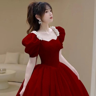 敬酒服新娘公主裙女轻奢泡泡袖 订婚连衣裙结婚回门 礼服小个子法式