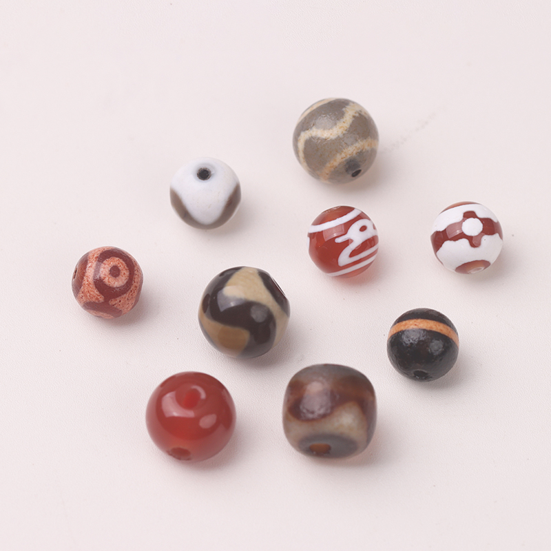 磨砂三眼天珠圆珠手工饰品配件