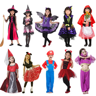 万圣节儿童演出角色扮演女童艾莎安娜公主裙子女巫服装舞会衣服