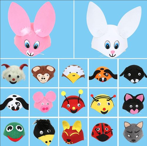 灰狼老虎帽子小动物头饰教具