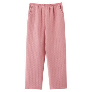 纯棉空气棉睡裤女秋冬季加厚保暖宽松长裤大码200斤家居裤可外穿