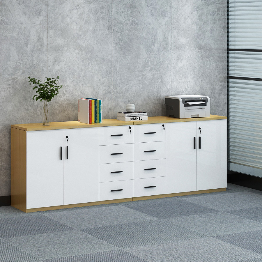 文件柜木质办公室矮柜储物抽屉资料隔断落地收纳柜带锁木质办公柜