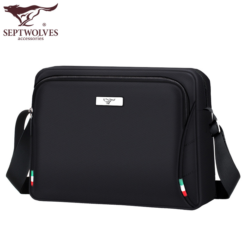 正品七匹狼单肩包男 牛津帆布包休闲横款运动单肩斜挎背包男包