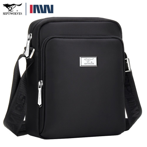 七匹狼男包单肩包小巧斜跨牛津